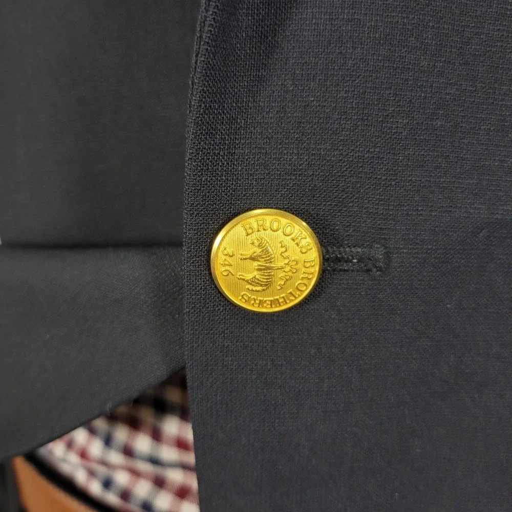 Brooks Brothers 346 Men's Sport Coat Blazer Two‎ Button Navy Blue Stretch 43L